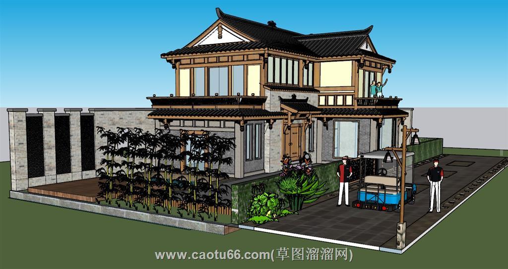 中式建筑民宿别墅SU模型
