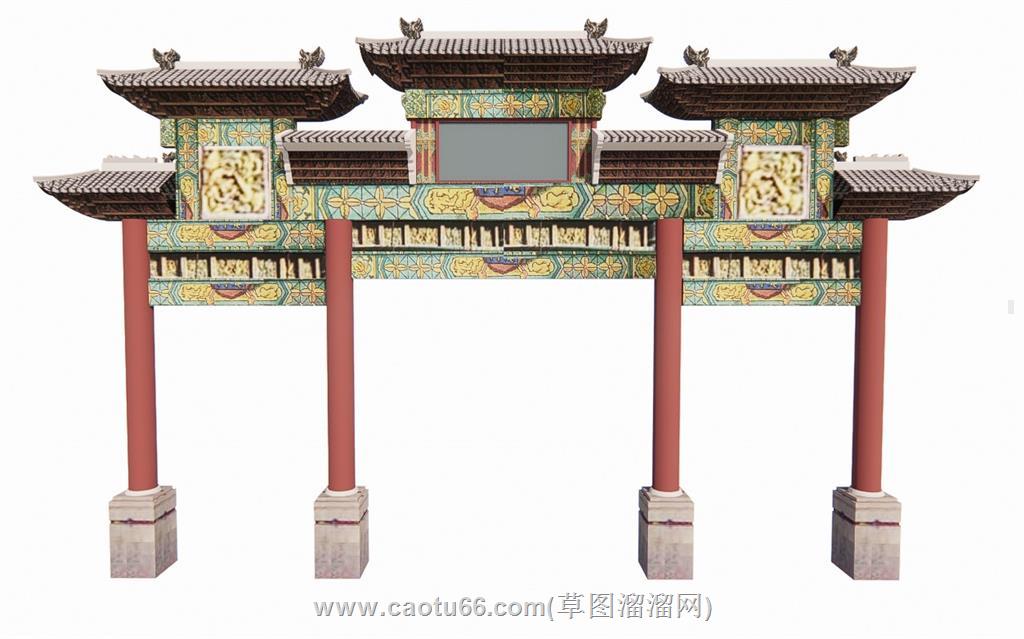 门楼牌坊SU模型