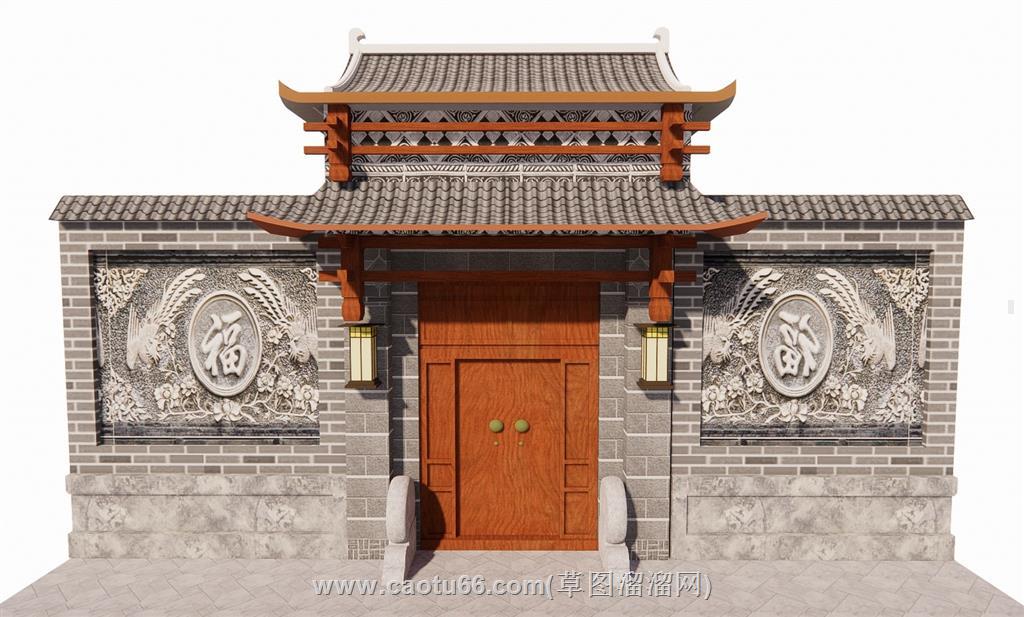 入户门院门SU模型