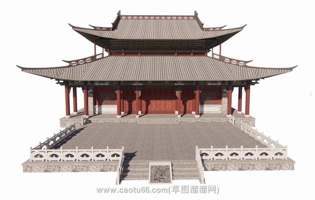 寺庙大殿SU模型