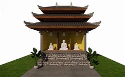 寺庙供奉佛像SU模型