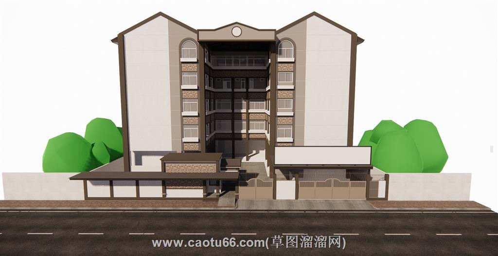 私立学校教学楼SU模型