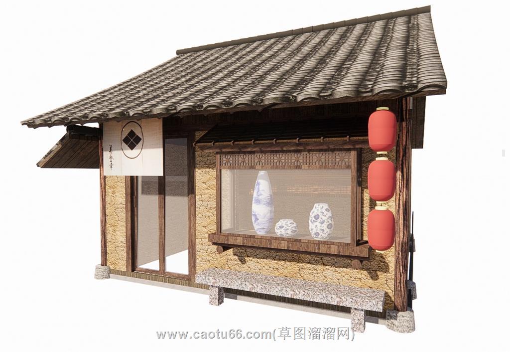 日式面馆瓦房SU模型