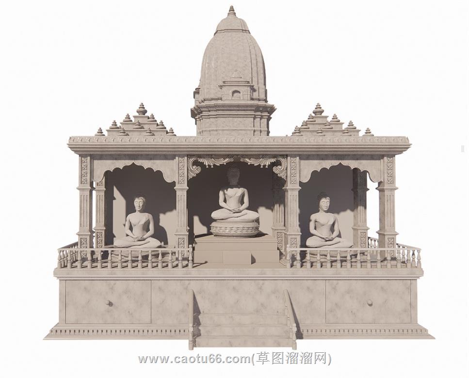 寺庙供奉佛像SU模型