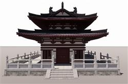 古建寺庙阁楼SU模型