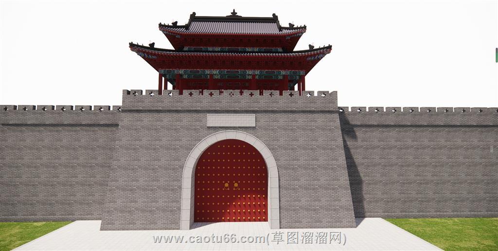 古代古建城门SU模型
