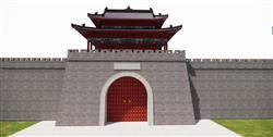 古代古建城门SU模型