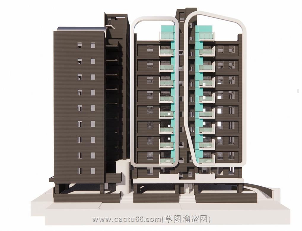 单元楼SU模型
