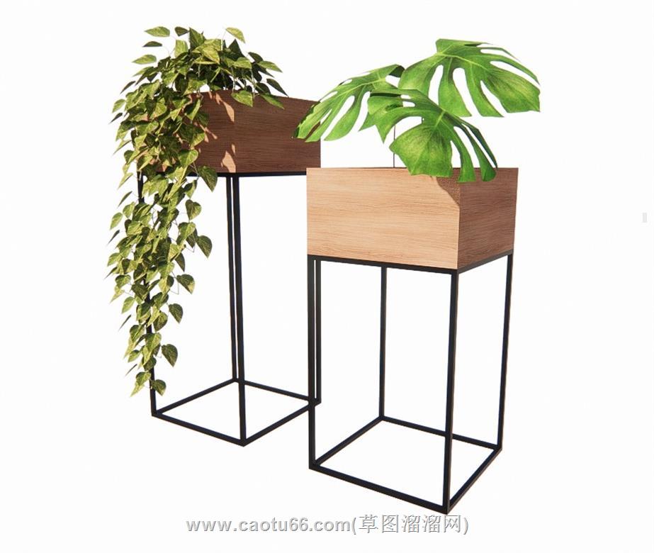 花台花架室内摆件SU模型