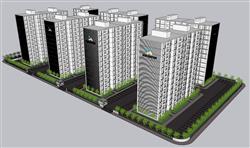 小区高层建筑住宅楼SU模型
