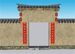 乡村土墙入户门SU模型