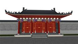 中式院门门扣SU模型