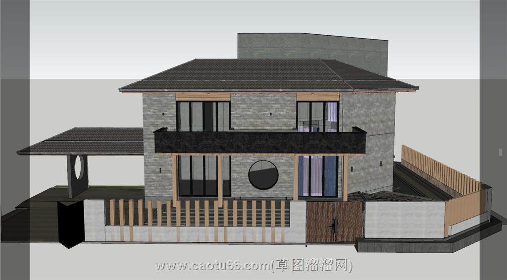 新中式民宿住宅SU模型