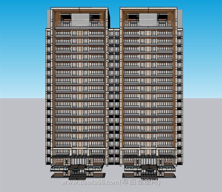 单元楼高层建筑SU模型