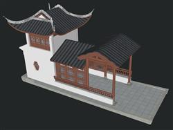 船舫屋顶飞檐SU模型