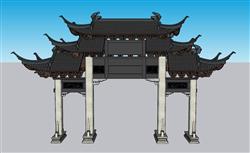 古建门楼牌坊SU模型