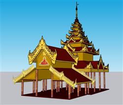 泰式古建廊架SU模型