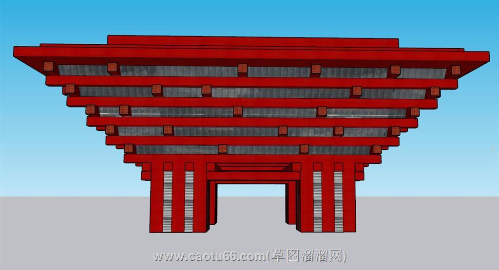 中式斗拱大门SU模型