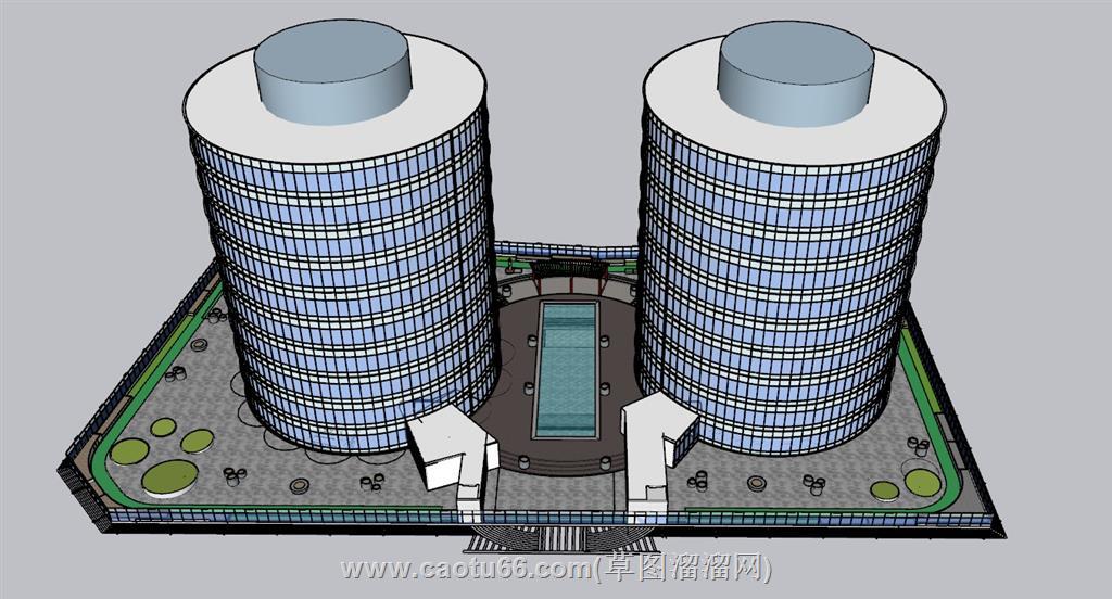 圆形建筑大楼SU模型