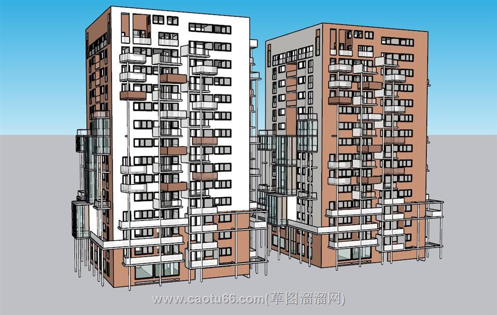 住宅楼单元楼SU模型
