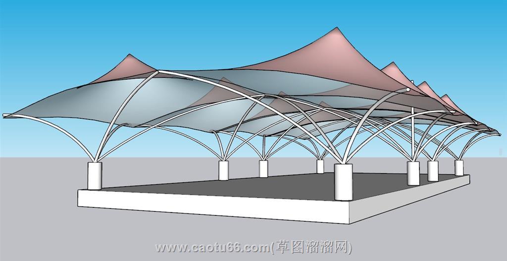 张拉膜廊架SU模型