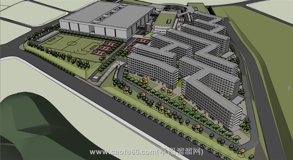 产业园建筑球场SU模型