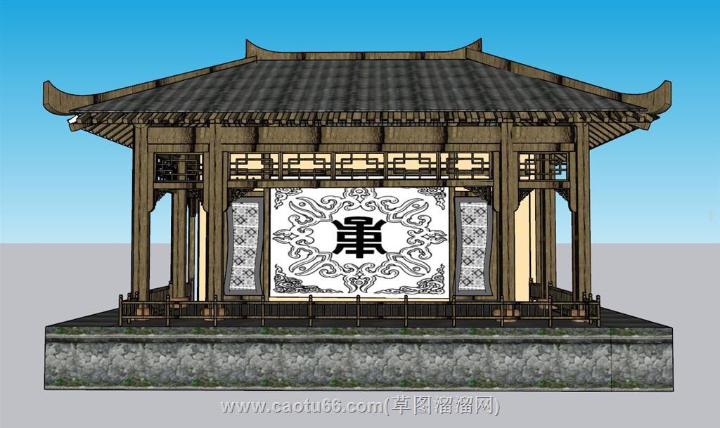 古建戏台SU模型