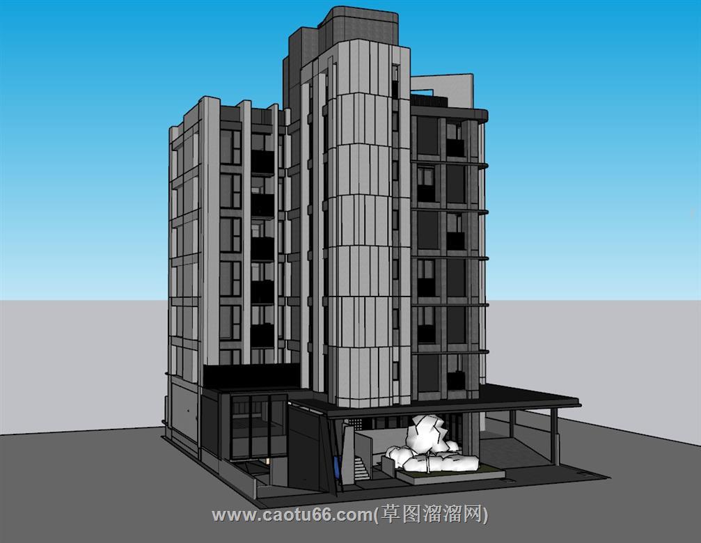 小区住宅楼建筑SU模型