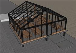玻璃房餐厅SU模型 免费sketchup模型下载