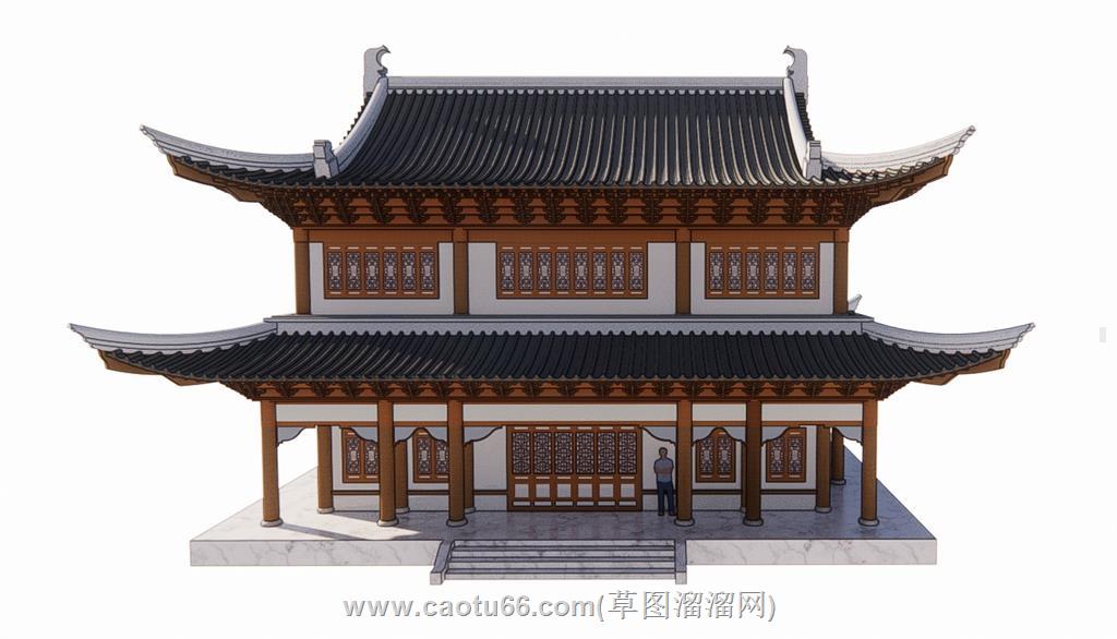 中式古建大殿SU模型