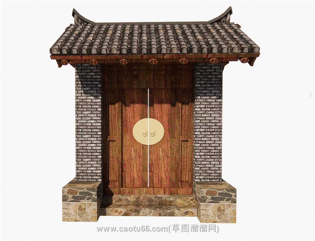 门头院门入户门SU模型