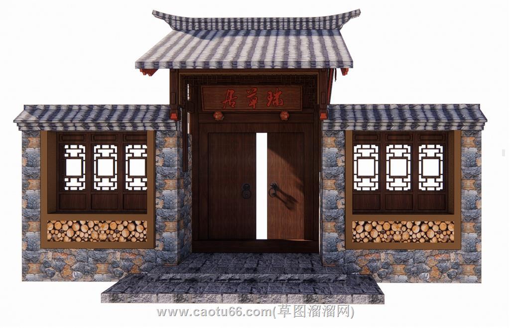 门头院门入户门SU模型