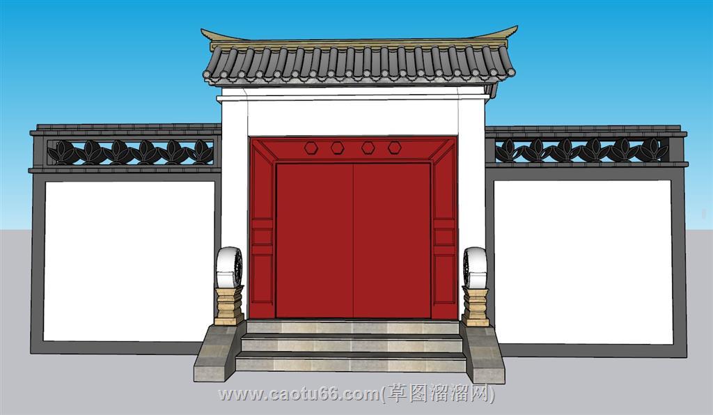 门头入户门庭院门SU模型