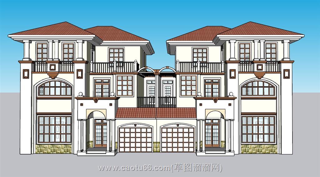 西班牙别墅住宅SU模型