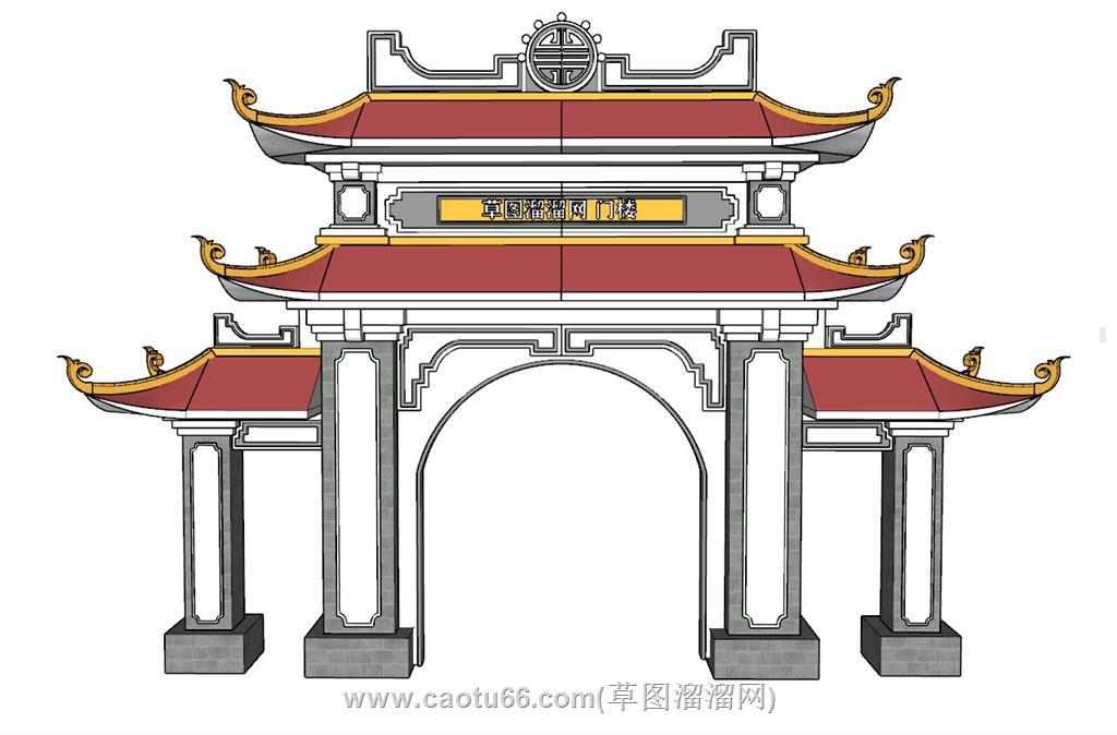 东南亚泰式门楼SU模型