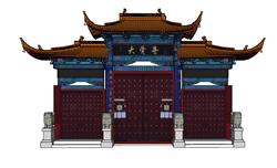 古建大门SU模型