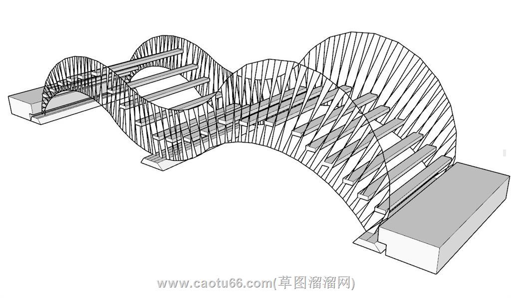 拱桥小桥SU模型