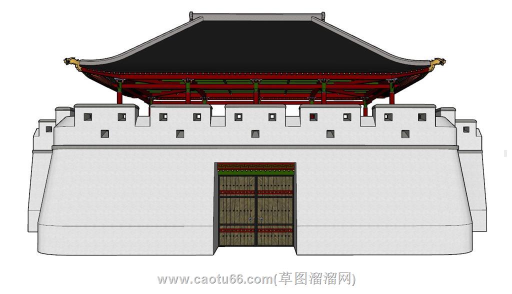 古建城门城楼SU模型
