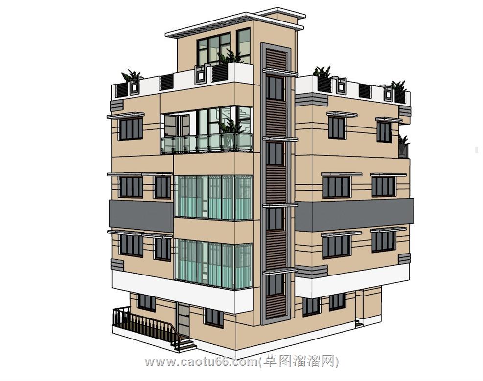 住宅楼立面建筑SU模型