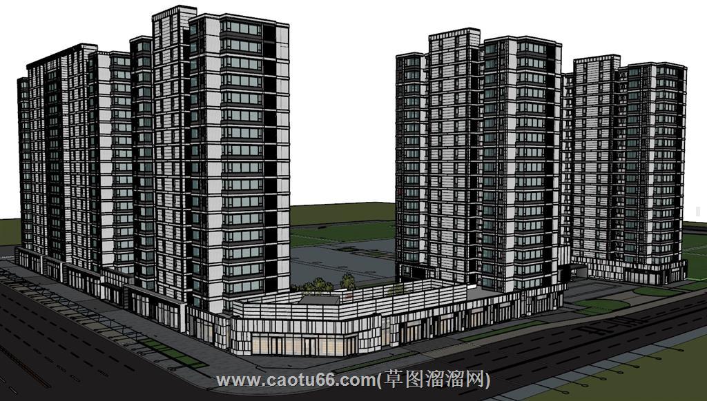 小区高层建筑SU模型