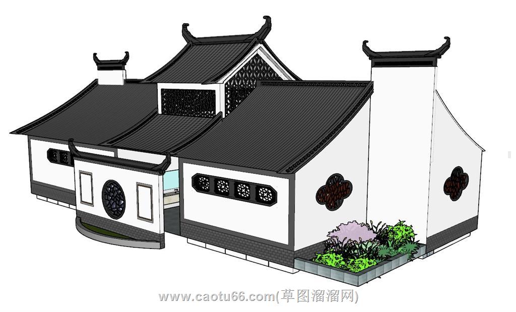 新中式公厕卫生间SU模型