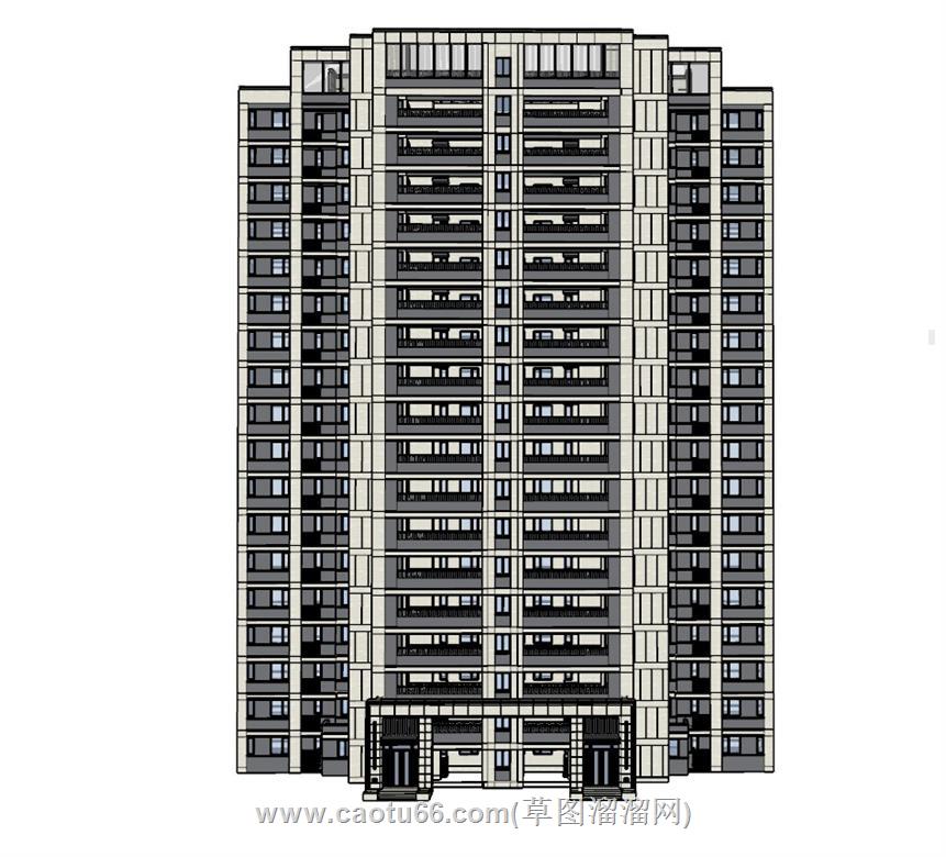 小区单元楼住宅楼SU模型