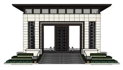 小区大门入口SU模型