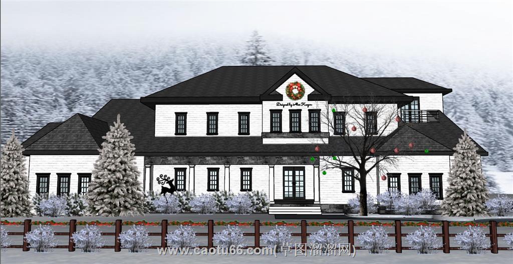 美式住宅圣诞SU模型