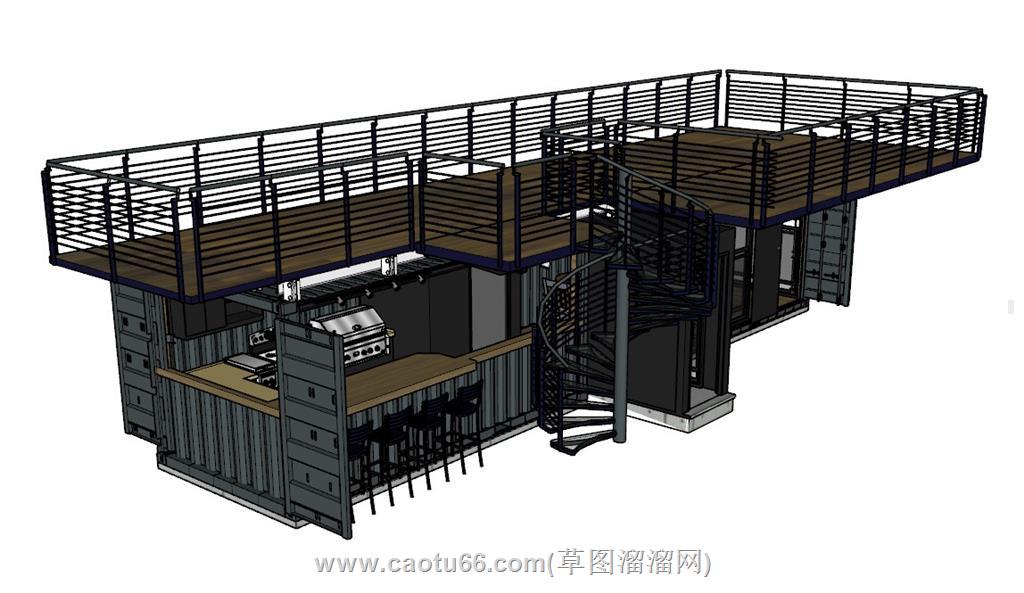 集装箱咖啡屋SU模型