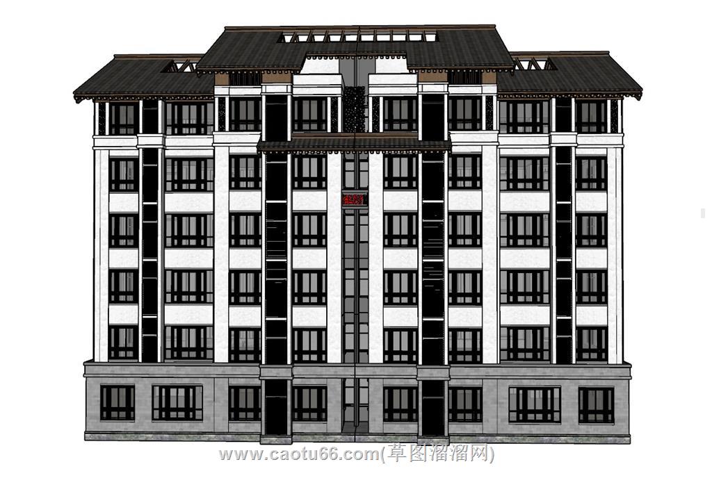 中式住宅建筑SU模型