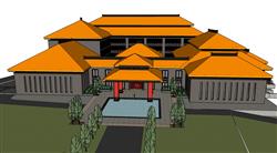 东南亚酒店建筑SU模型