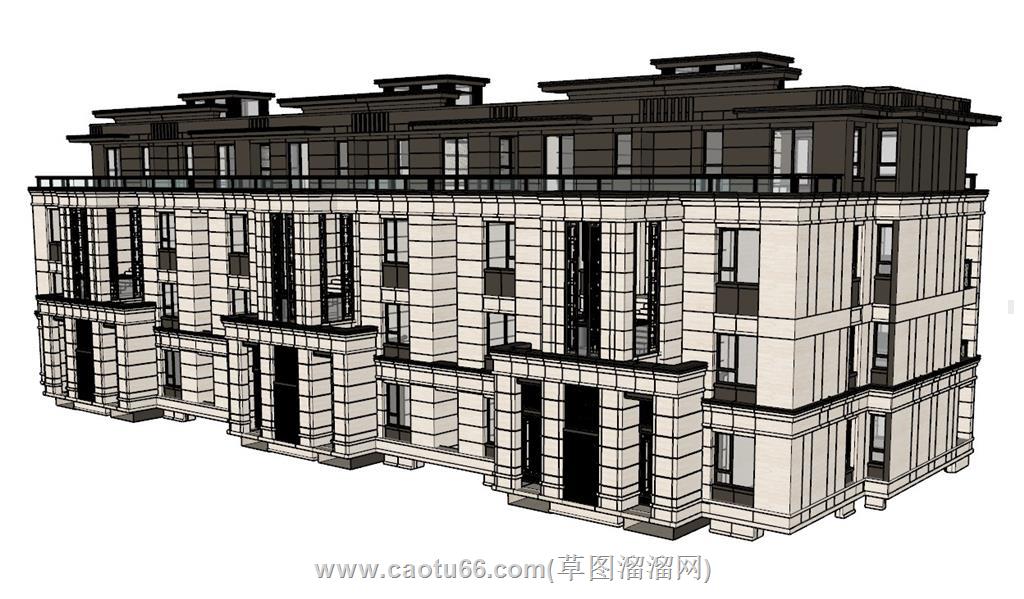 新中式联排住宅SU模型