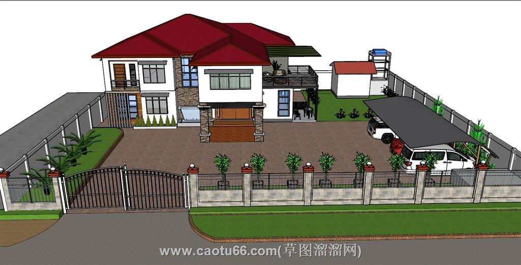 别墅住宅庭院SU模型