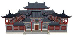 精细古建筑祠堂SU模型